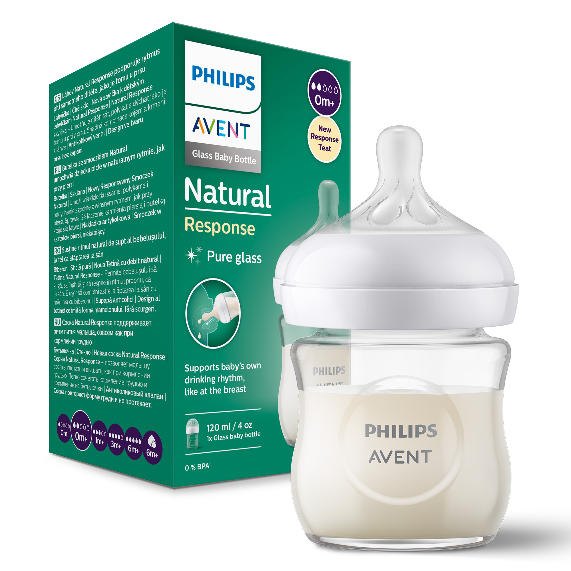 Avent Philips Natural Response butelka szklana 0m+ 120 ml [SCY930/01] zdjęcie