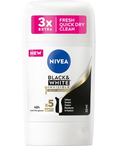 NIVEA Antyperspirant w sztyfcie Black&White Silky Smooth, 50 ml zdjęcie