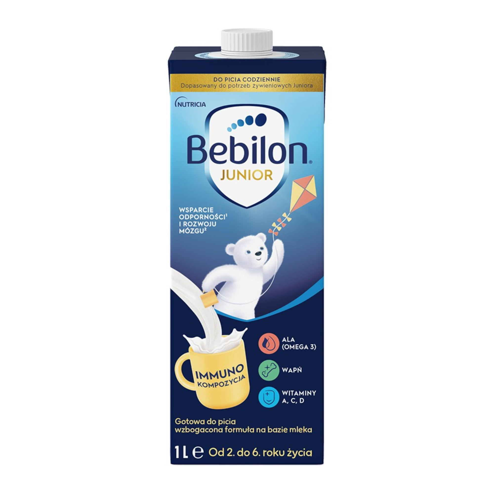Bebilon Junior Gotowa do picia wzbogacona formuła na bazie mleka od 2. do 6. roku życia, 1L zdjęcie