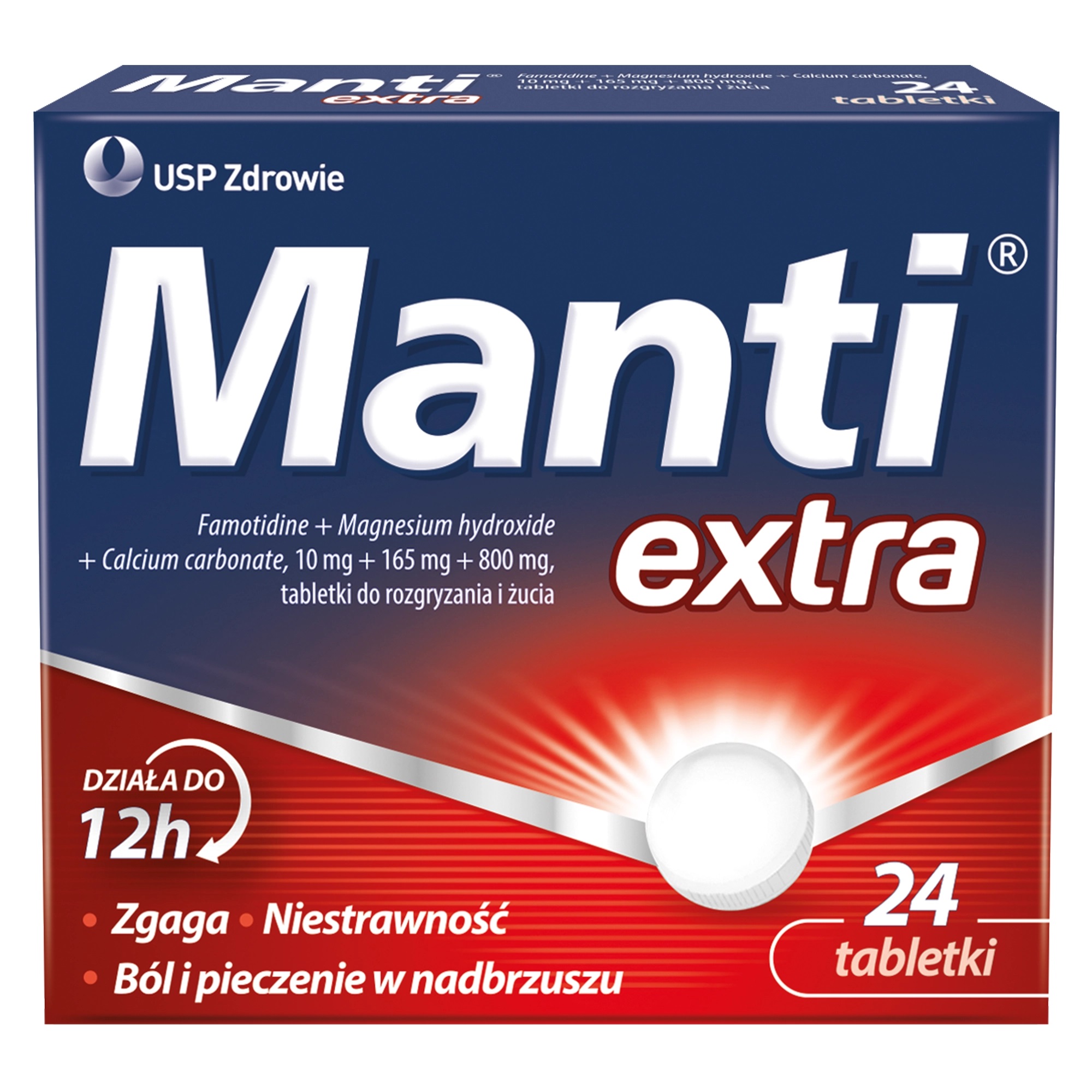Manti Extra, 10 mg + 165 mg + 800 mg, 24 tabletki do rozgryzania i żucia zdjęcie