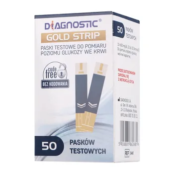 Diagnostic Gold Strip paski testowe do pomiaru poziomu glukozy we krwi 50 sztuk