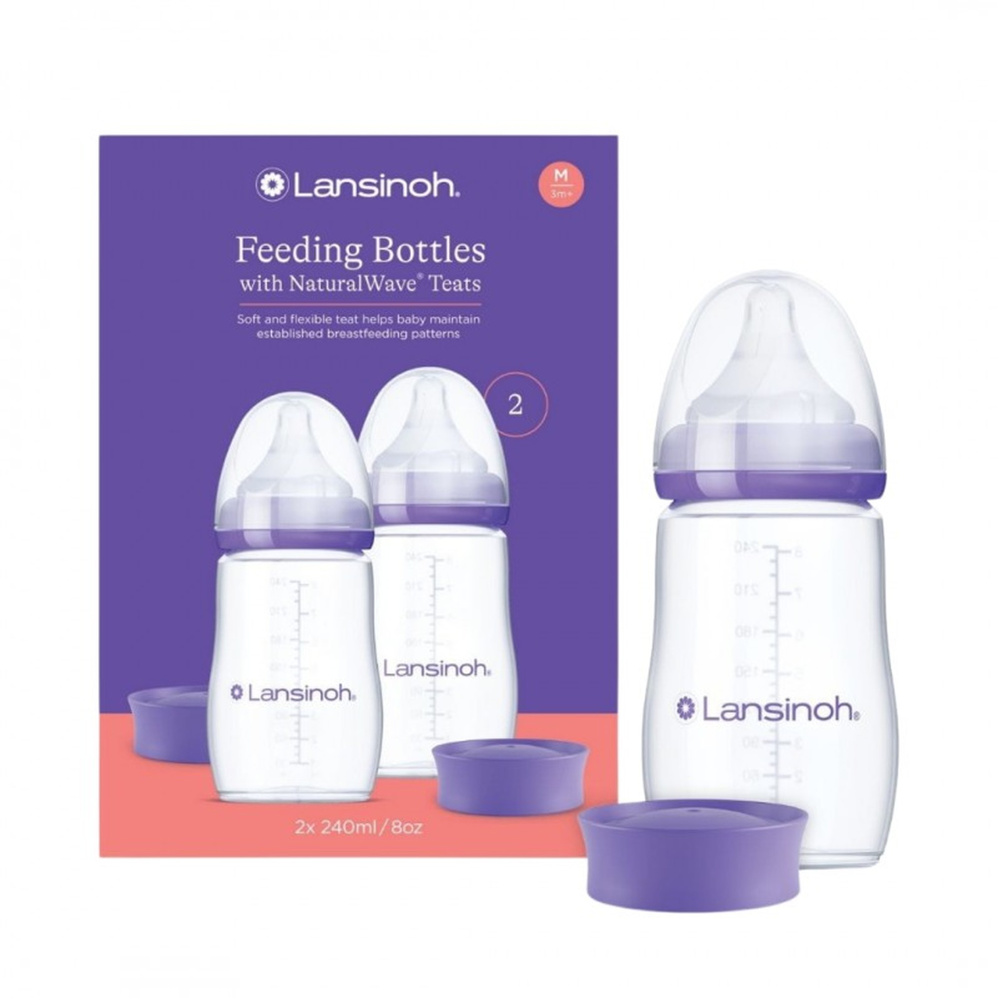 Lansinoh Butelka ze smoczkiem Natural Wave 240 ml, 2 sztuki zdjęcie