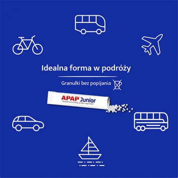 Apap Junior 250 mg o smaku truskawkowo-waniliowym 10 saszetek