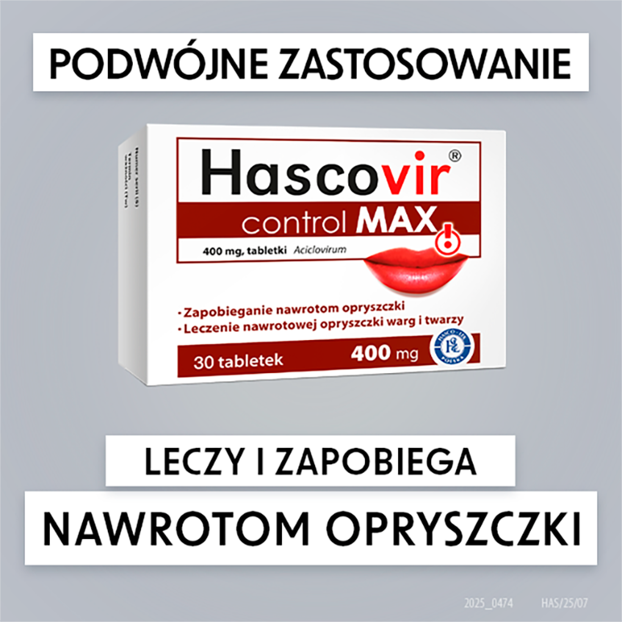 Hascovir control MAX, 400 mg, tabletki, 30 sztuk