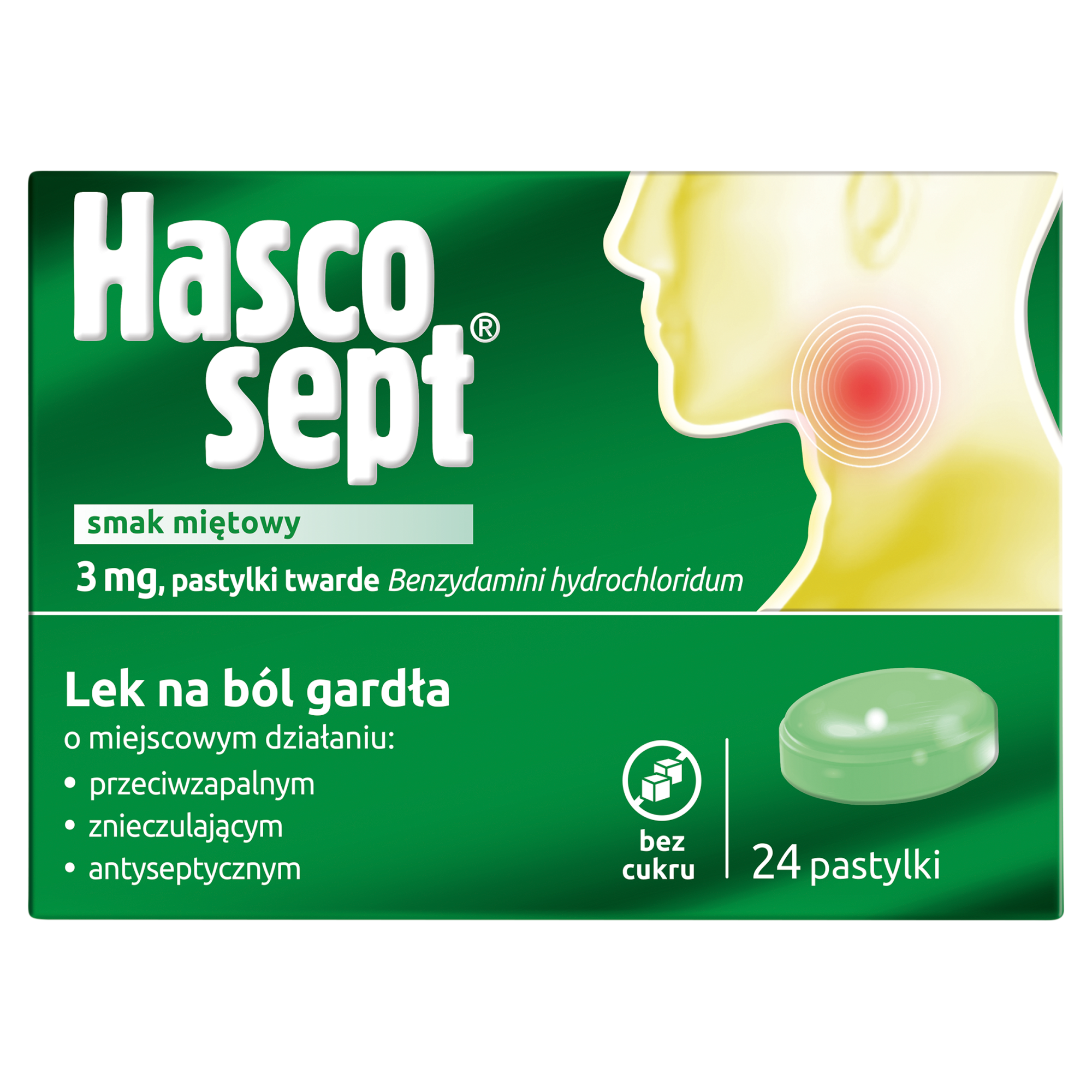 Hascosept smak miętowy, 24 pastylki zdjęcie