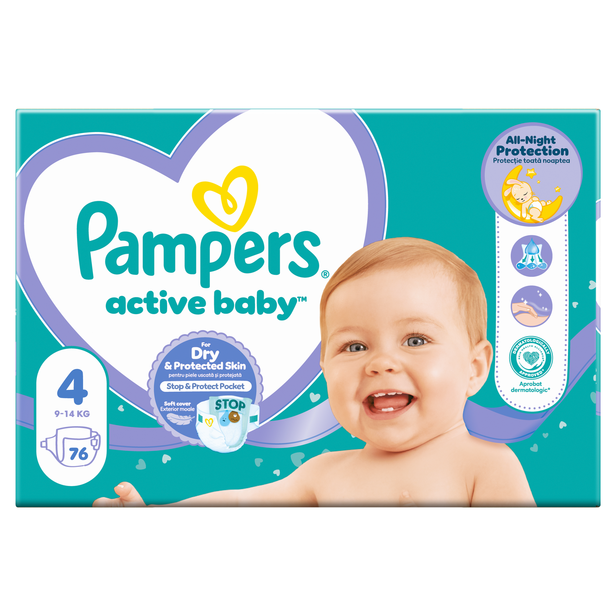 Pampers Pieluchy Active Baby rozmiar 4, 76 sztuk pieluszek - cena, opinie, właściwości zdjęcie
