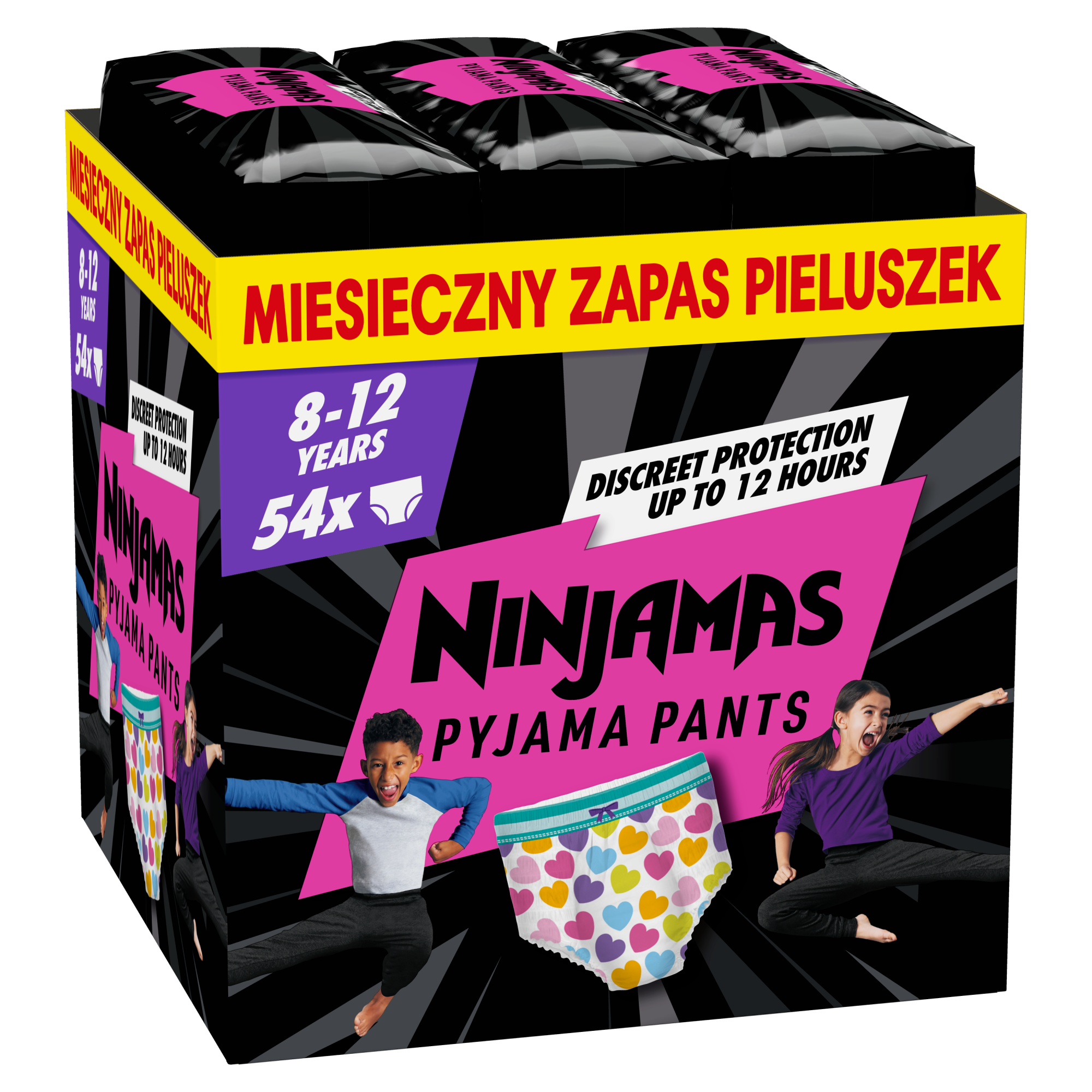 Pampers Ninjamas Dziewczynka Pieluchomajtki 8-12 lat, 54 sztuki zdjęcie
