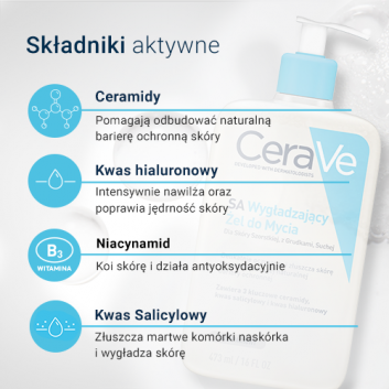 CeraVe SA, wygładzający żel do mycia skóry szorstkiej i suchej, 473 ml