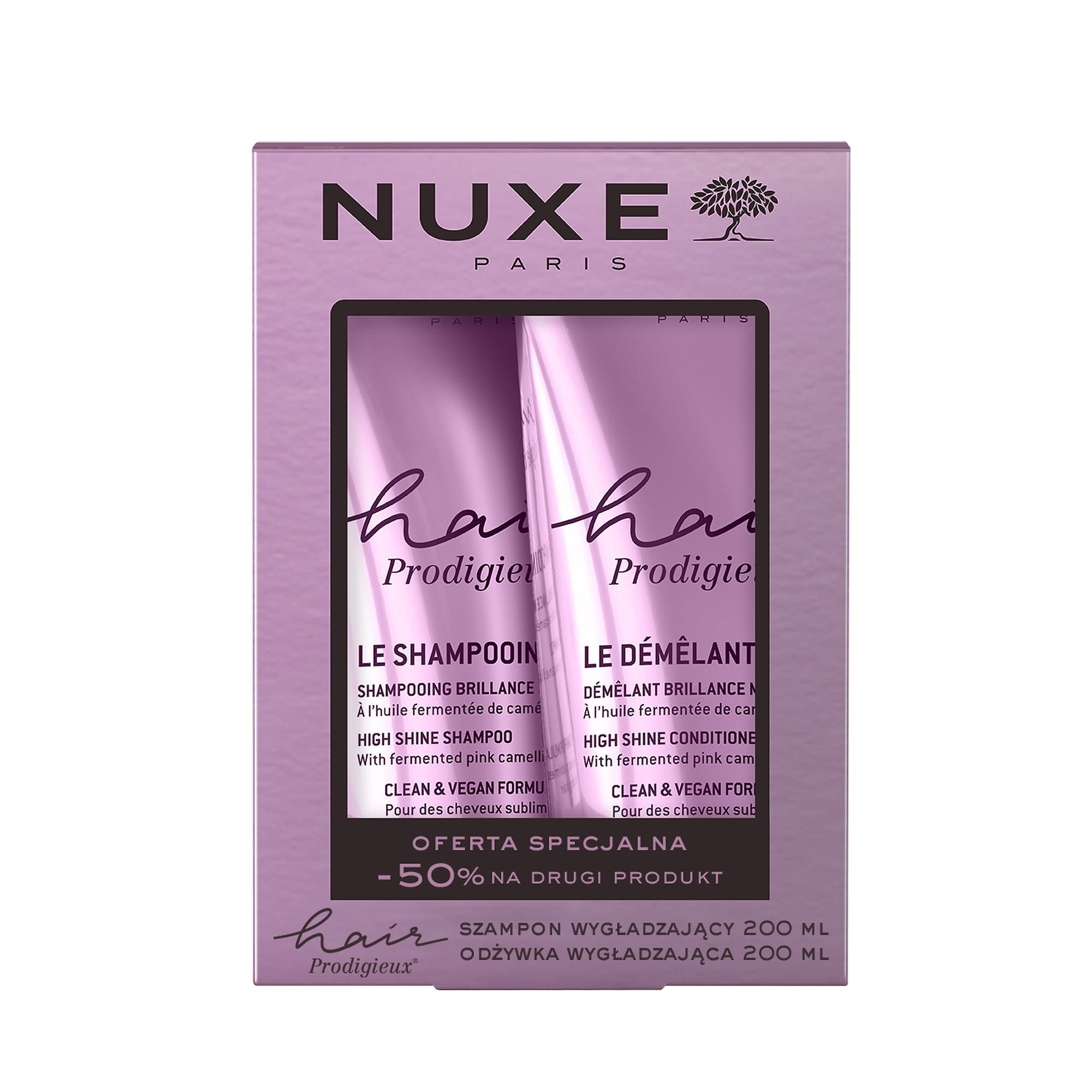 Nuxe Hair Prodigieux, Zestaw wygładzający szampon, 200 ml + wygładzająca odżywka, 200 ml zdjęcie