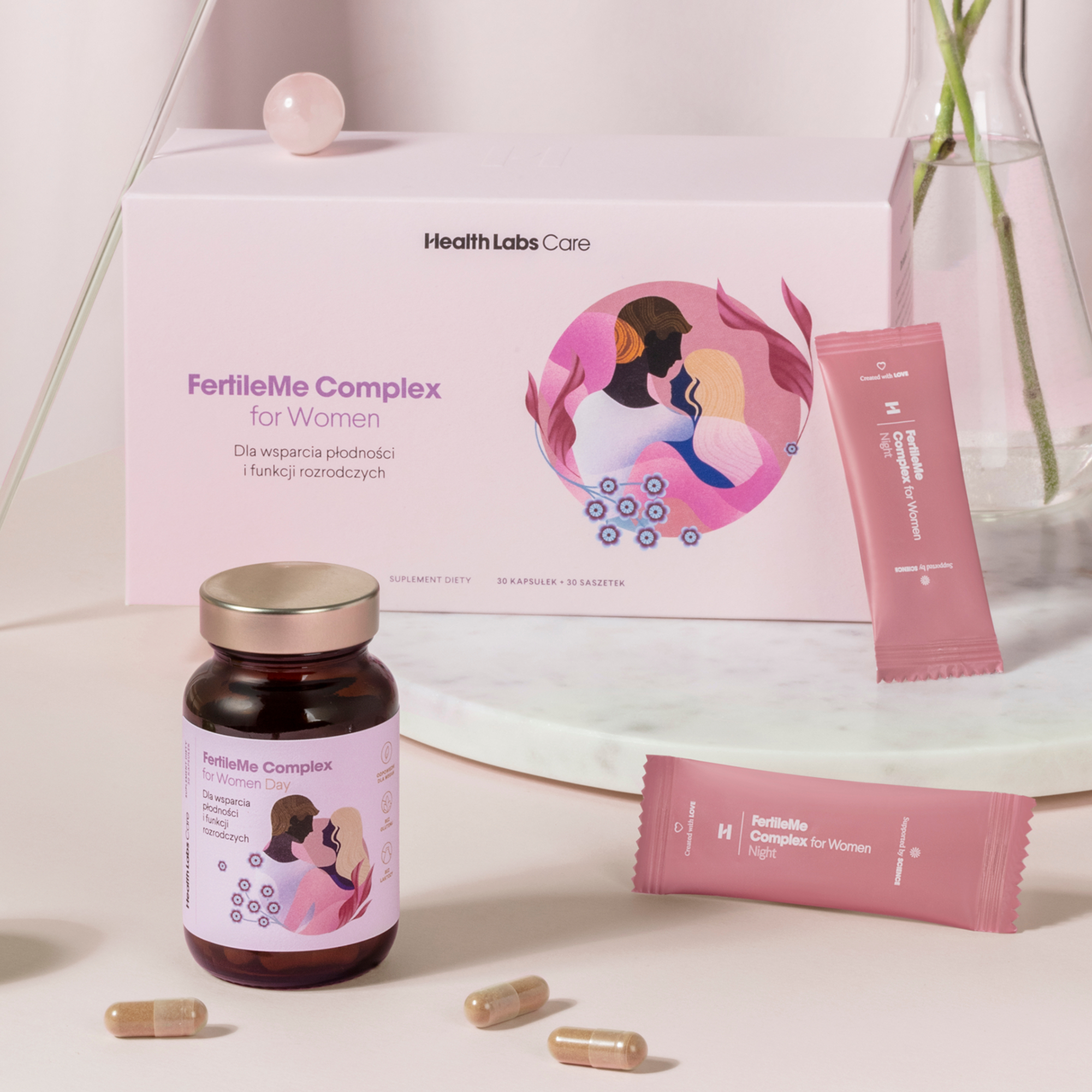 Health Labs Care, FertileMe Complex For Women, 30 kaps. + 30 saszetek