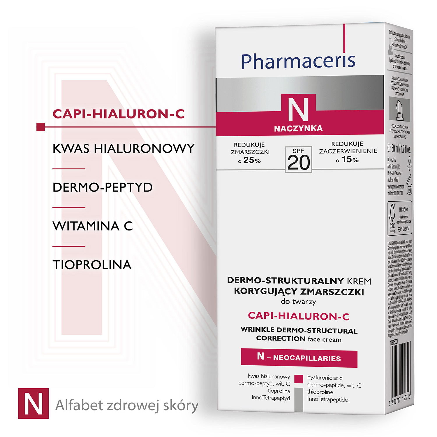 Pharmaceris N Capi-Hialuron-C krem dermo strukturalny SPF20 korygujący zmarszczki 50 ml