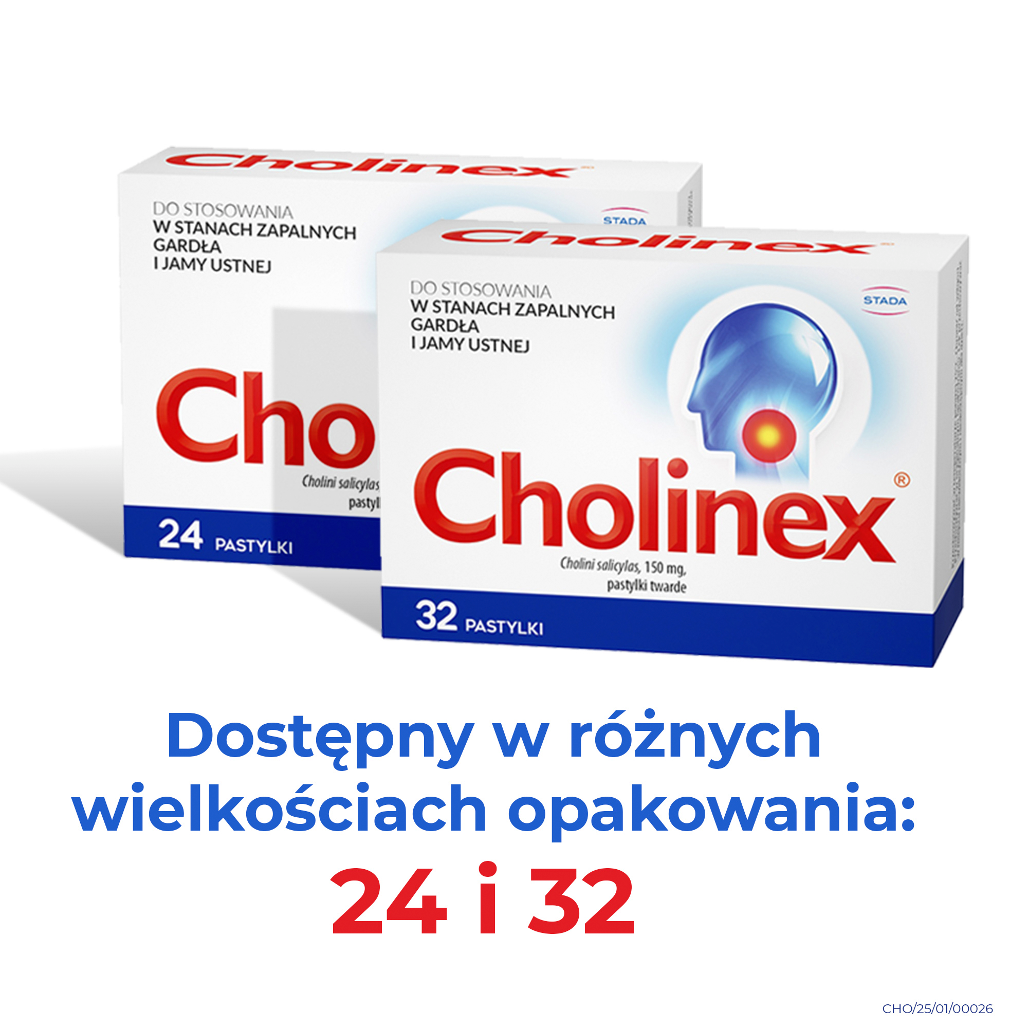 Cholinex pastylki do ssania na ból gardła 32 sztuki