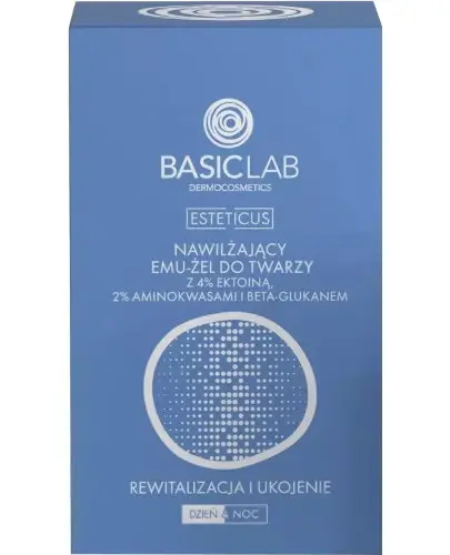 BasicLab Esteticus nawilżający emu-żel do twarzy z 4% ektoiną, aminokwasami i beta-glukanem Rewitalizacja i Ukojenie 15 ml  zdjęcie