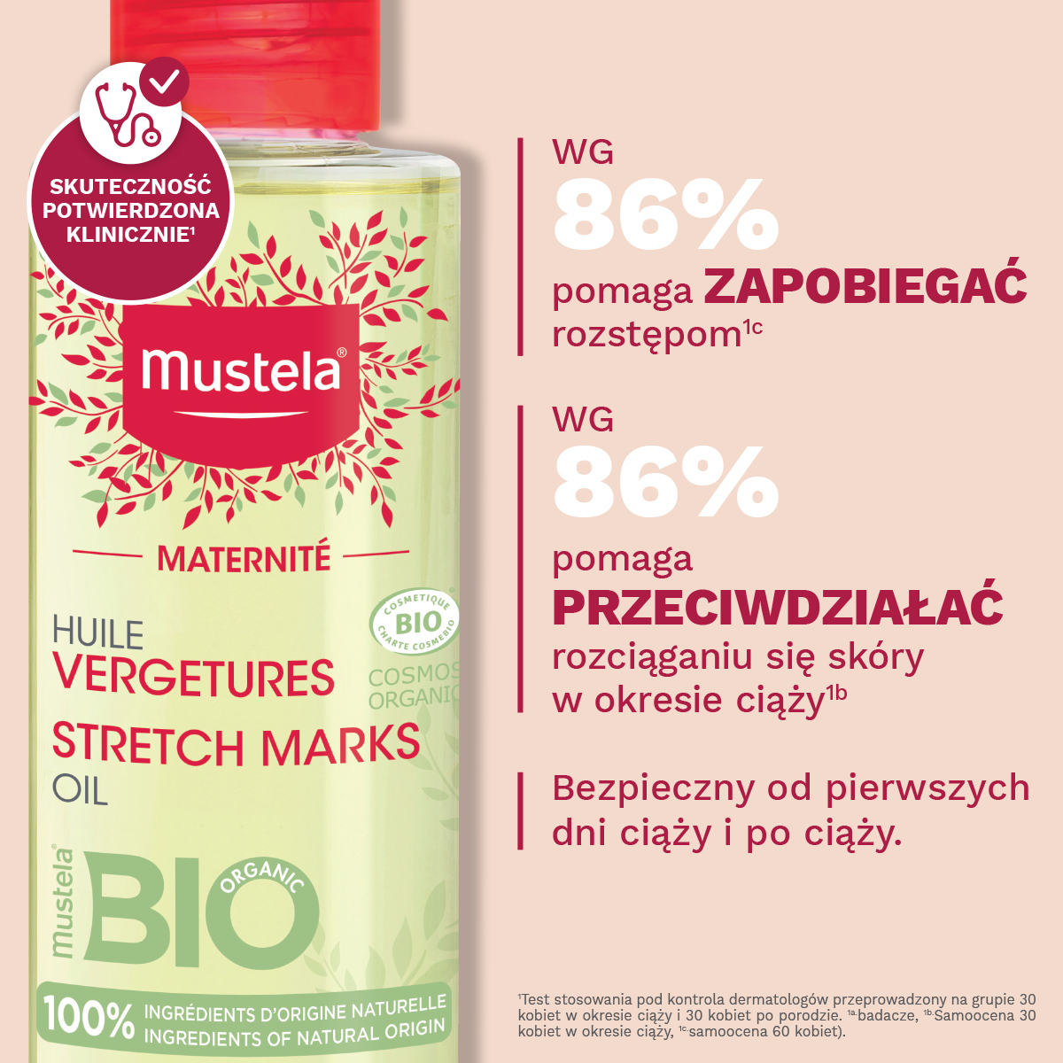 MUSTELA MATERNITE BIO, olejek przeciw rozstępom, 105 ml