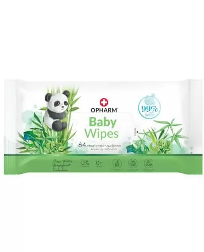 Opharm Baby Wipes, chusteczki nawilżane, 64 sztuki zdjęcie