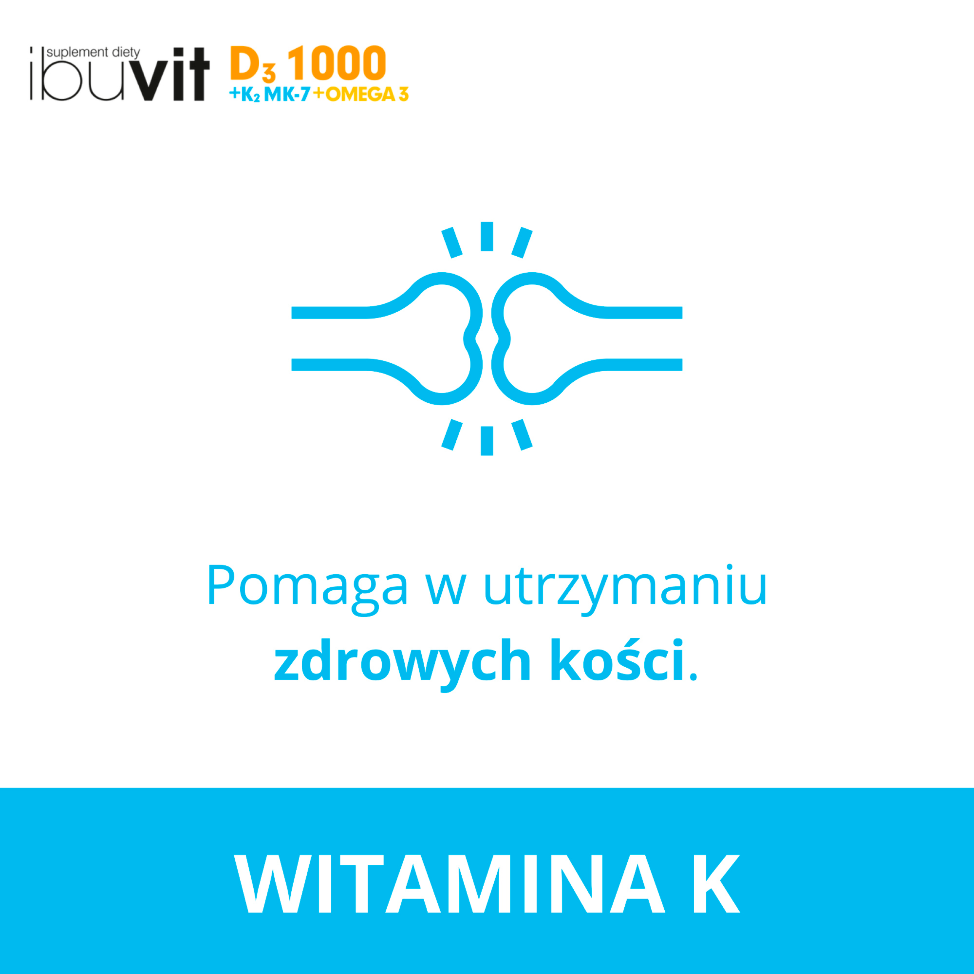IbuVit D3 + K2 MK-7 1000 Omega-3 witamina D3 dla dzieci 6+, młodzieży i dorosłych 30 kapsułek