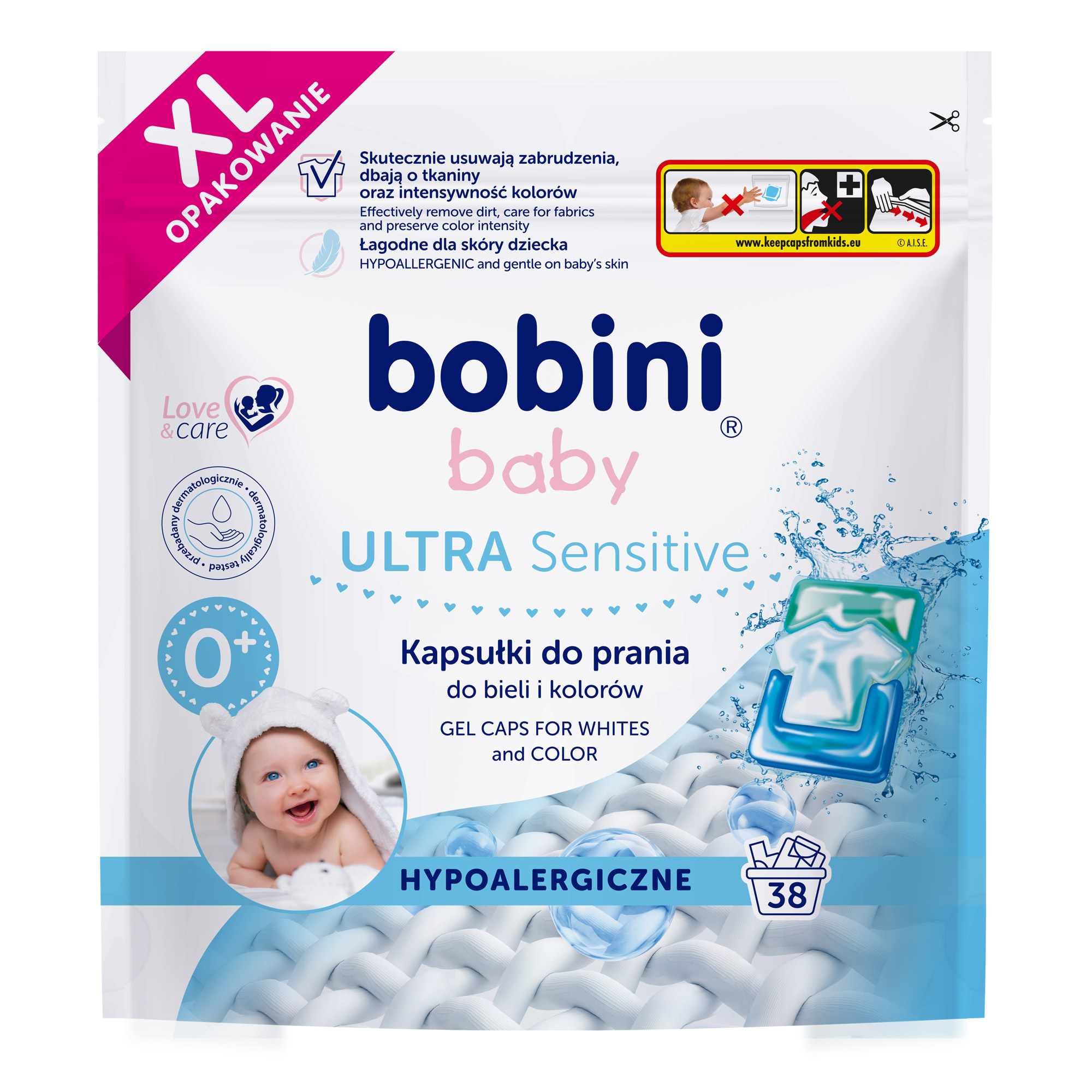 Bobini Baby kapsułki do prania do bieli i kolorów, 38 sztuk zdjęcie