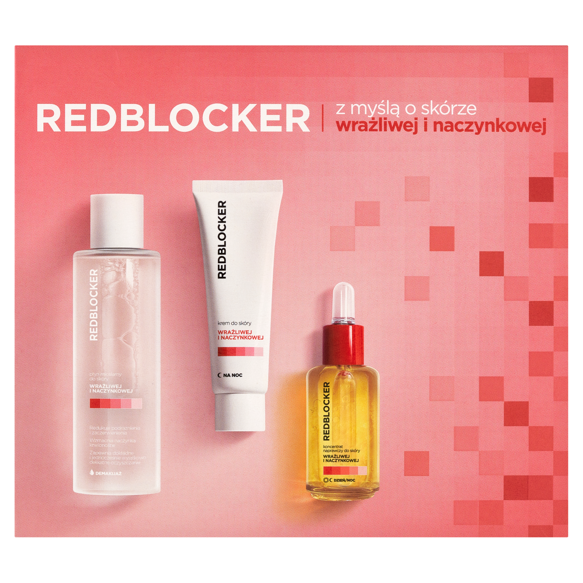 Redblocker, Zestaw koncentrat naprawczy 30 ml + krem na noc 50 ml + płyn micelarny 200 ml zdjęcie
