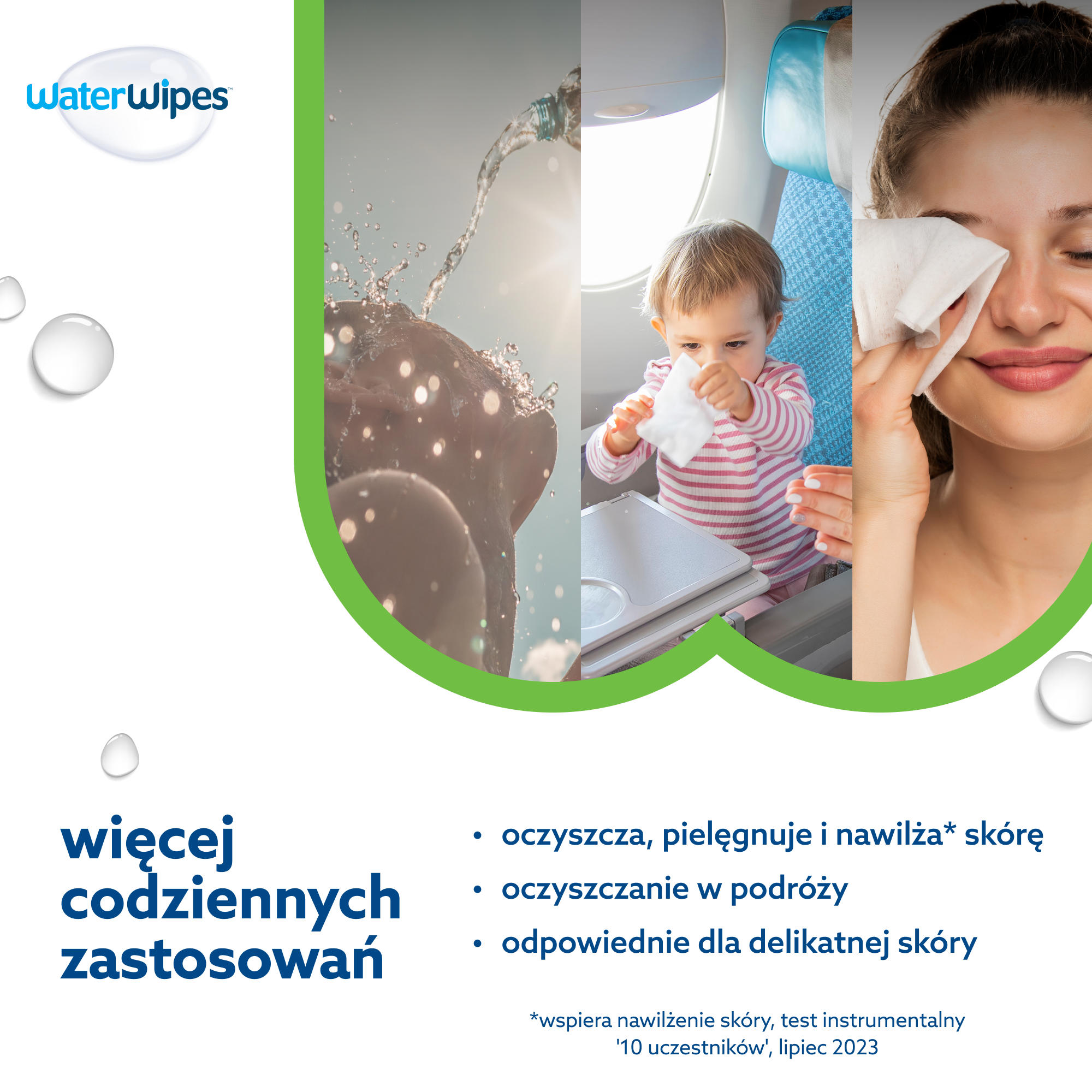 WaterWipes Hydrating Clean, Chusteczki nawilżane dla dzieci z ekstraktem z aloesu, 60 sztuk