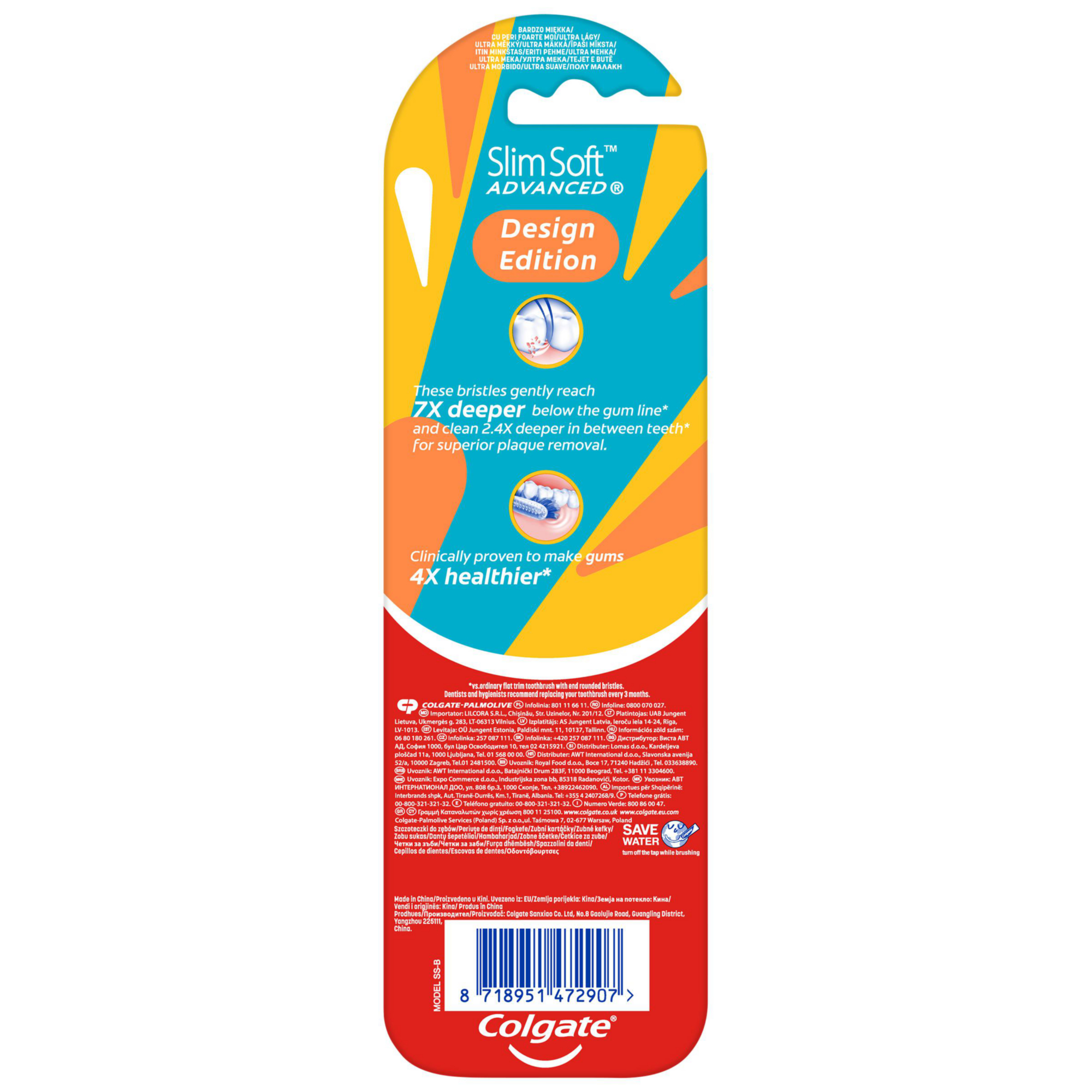 Colgate Slim Soft Advanced Ultra Soft Szczoteczka do zębów, 2 sztuki