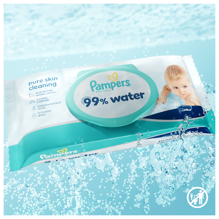 Pampers 99% Water, chusteczki nawilżane dla dzieci, 12 x 60 sztuk