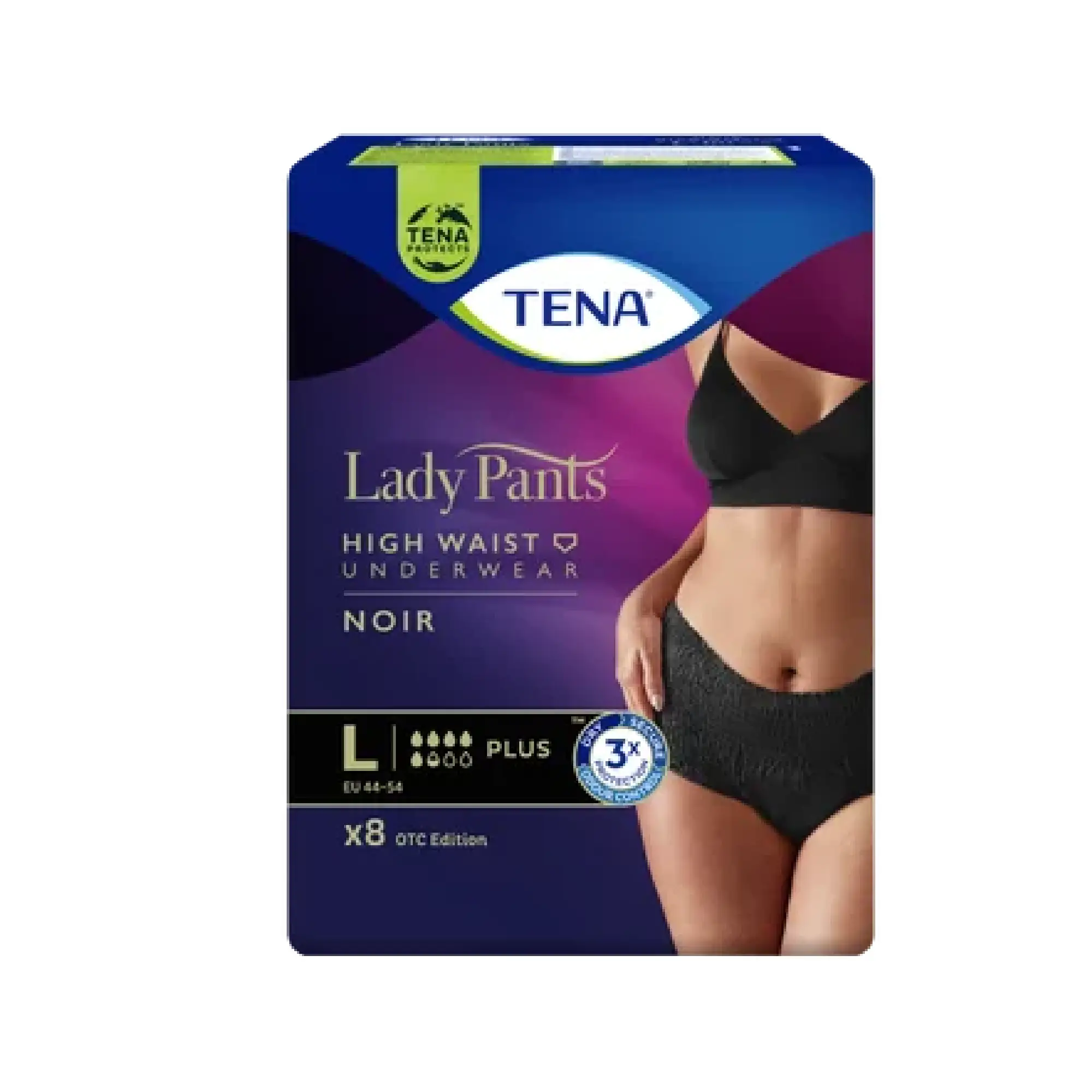 Tena Lady Pants Noir Plus Bielizna chłonna dla kobiet, kolor czarny L, 8 sztuk zdjęcie