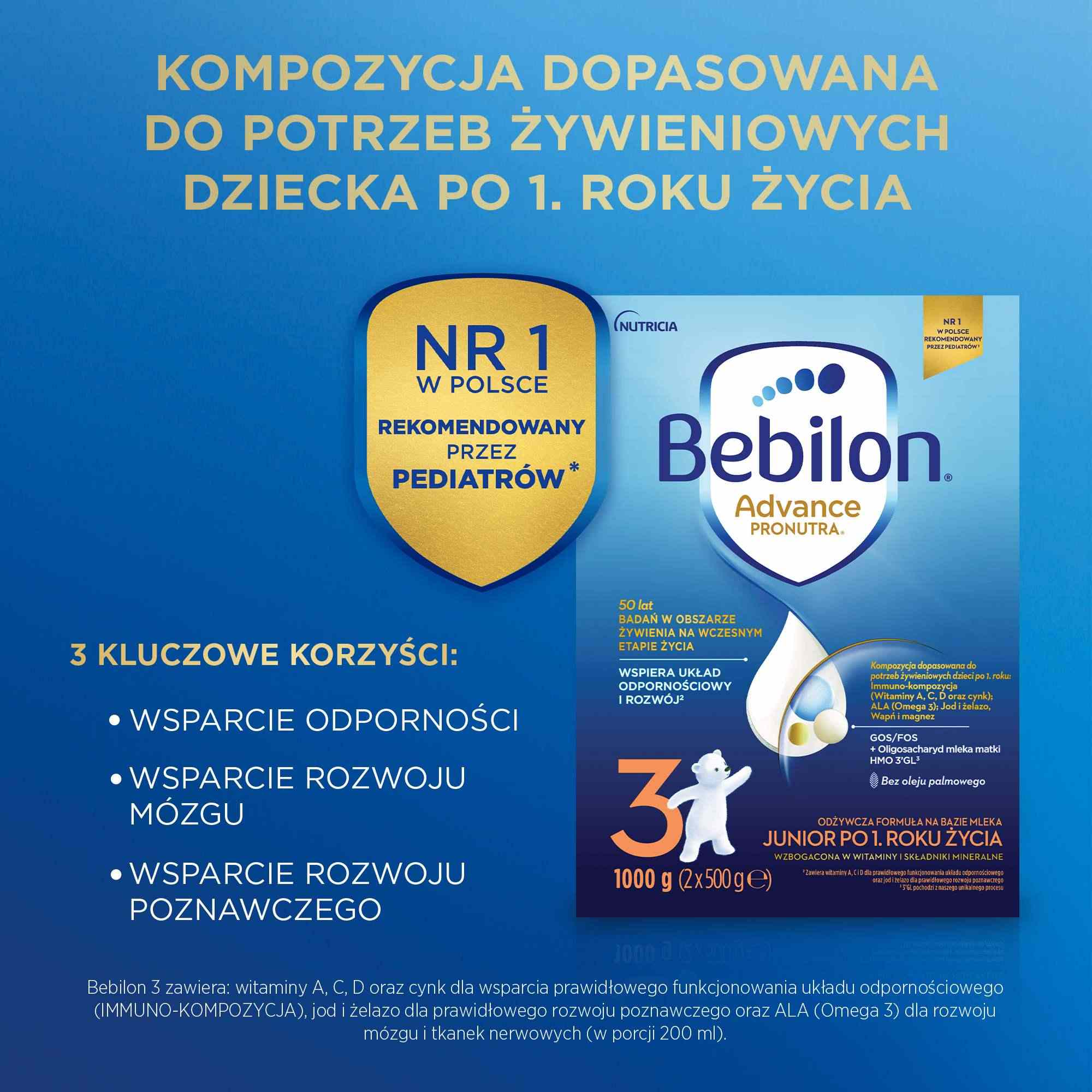 Bebilon Advance Pronutura 3 Junior formuła na bazie mleka po 1. roku życia, 6 x 1000 g
