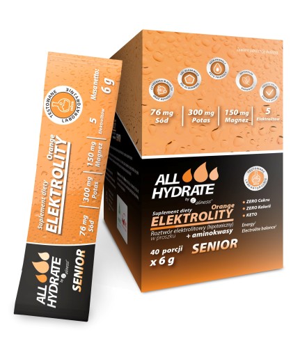 ALLHydrate, Elektrolity STICK Senior Orange 6 g, saszetki, 40 sztuk zdjęcie