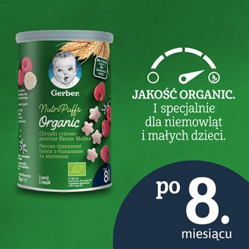 Nestlé Gerber Organic Nutri Puffs chrupki ryżowo-pszenne banan malina 35 g