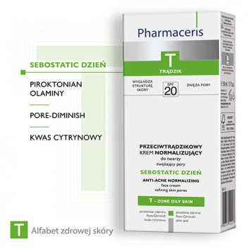 Pharmaceris T Sebostatic Dzień krem przeciwtrądzikowy SPF20 matująco normalizujący do twarzy 50 ml