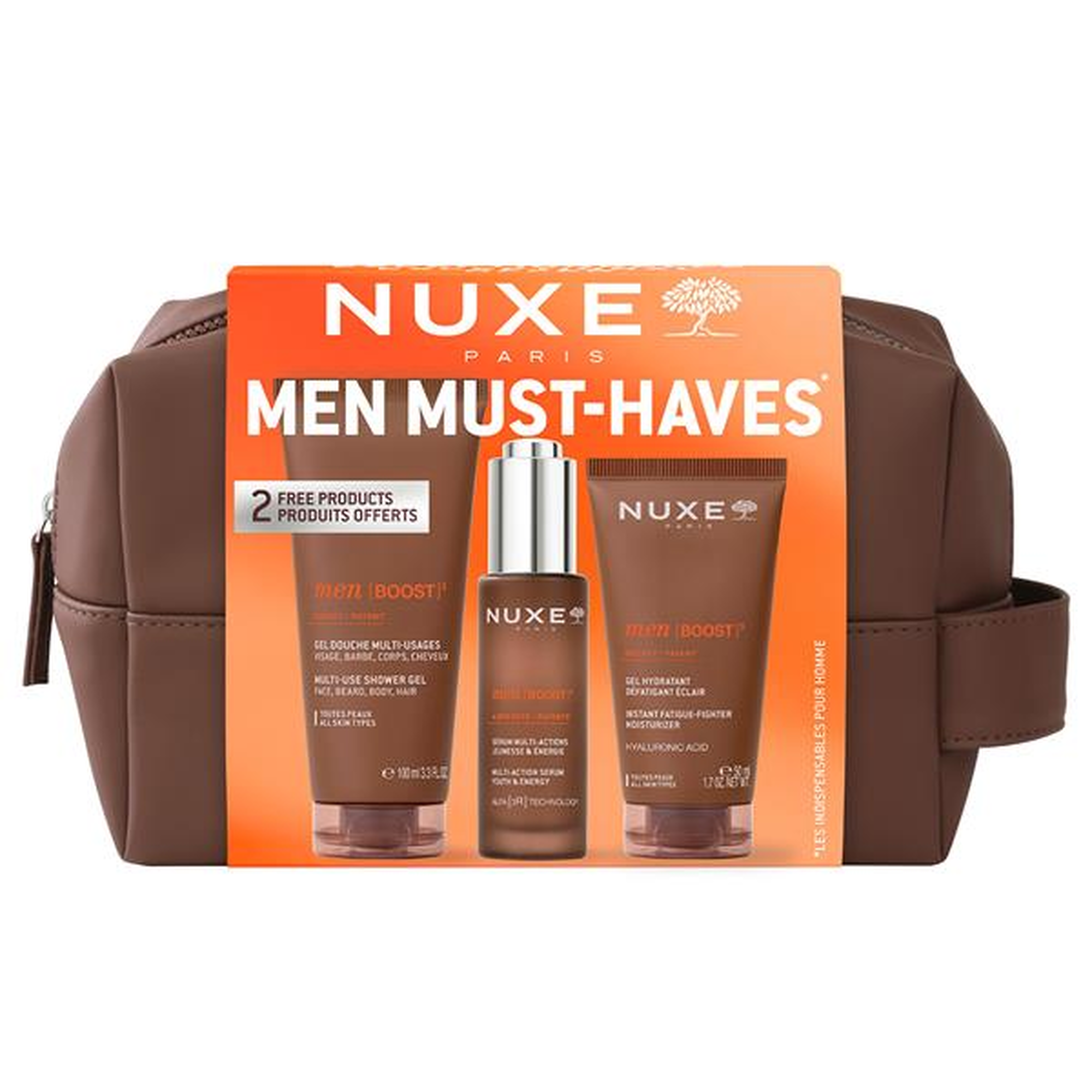 Nuxe Men Boost, Zestaw 2026 serum wielofunkcyjne 30 ml+żel nawilżający 50 ml+żel pod prysznic 100 ml zdjęcie