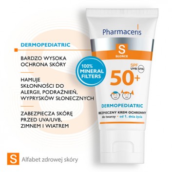 Pharmaceris S Dermopediatric bezpieczny krem ochronny SPF50+ do twarzy dla dzieci od chwili narodzin 50 ml